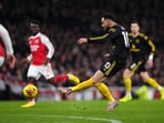 Manchester United's Matheus Cunha scores their side's third goal of the game 