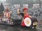 Republic Day 2026 Parade: Maharashtra tableau rolls past during rain-affected full-dress rehearsal for the Republic Day Parade, in New Delhi, on Friday, (Sanjeev Verma/Hindustan Times)