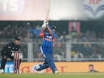 Abhishek Sharma plays a shot during the third IND vs NZ T20I.