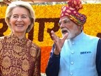 In this screengrab from a video posted on Jan. 26, 2026, Prime Minister Narendra Modi, centre, with chief guests President of the European Commission Ursula von der Leyen, left, and President of the European Council Antonio Costa during the 77th Republic Day Parade, at Kartavya Path, in New Delhi.