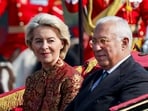 EU chief Ursula von der Leyen was the chief guest at the 77th Republic Day parade, alongside European Council President Antonio Costa. EU chief Ursula von der Leyen was the chief guest at the 77th Republic Day parade, alongside European Council President Antonio Costa.