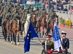 Republic Day 2026 parade live updates: Members of the European Union (EU) contingent during the 77th Republic Day Parade, at Kartavya Path, in New Delhi, Monday,