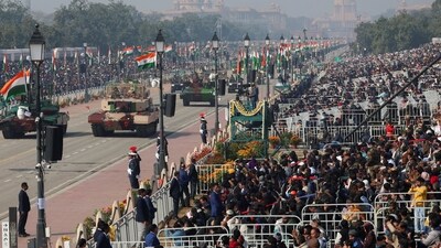 Indian military vehicels drive past during the Republic Day parade in New Delhi, India, January 26, 2026. (REUTERS)