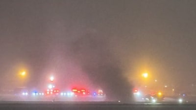A plane crashed at Bangor International Airport in Maine on Sunday. (X/ Intel Point Alert)