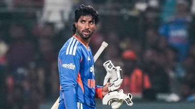 Tilak Varma returns to pavilion during a T20I. (PTI) Tilak Varma returns to pavilion during a T20I. (PTI)