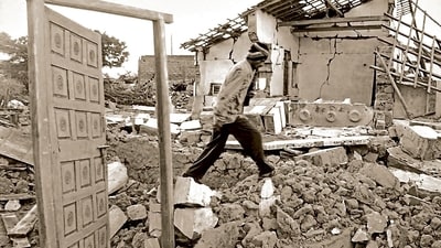 The devastation was caused by a powerful earthquake that struck Gujarat’s Kutch district around 8.46am on January 26, 2001. (FILE) The devastation was caused by a powerful earthquake that struck Gujarat’s Kutch district around 8.46am on January 26, 2001. (FILE)
