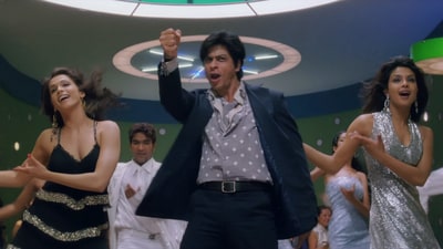 Isha Koppikar, Shah Rukh Khan and Priyanka Chopra in a still from Don song Aaj Ki Raat.