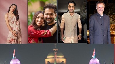 Gram it: The shine of the illuminated Rashtrapati Bhavan, for the 77th Republic Day, will look brighter as Bollywood stars are expected to join in the celebrations today. (Photos: Instagram & Arvind Yadav/HT)