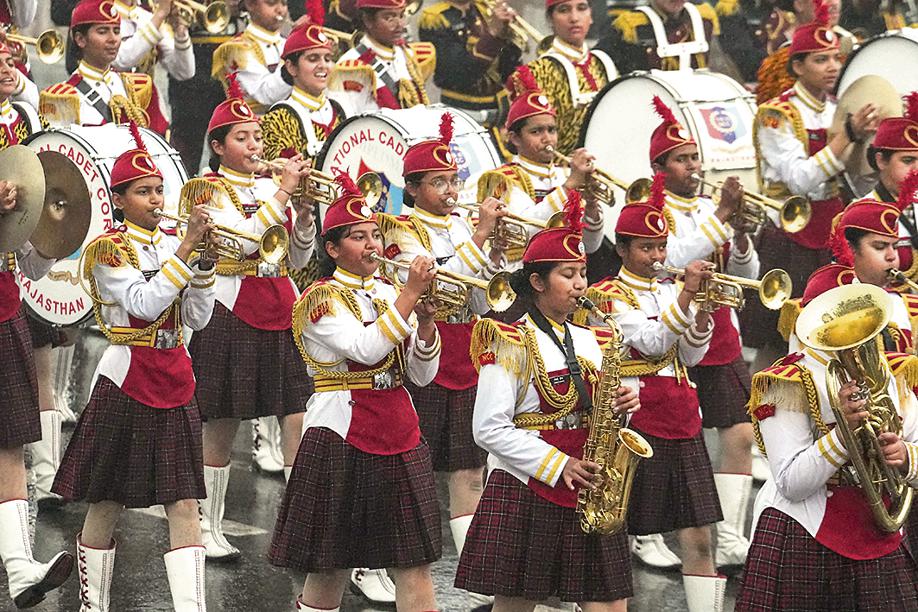 Cadets from the NCC band during their rehearsal (Photo: Kamal Kishore/PTI) Cadets from the NCC band during their rehearsal (Photo: Kamal Kishore/PTI)