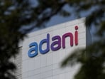 The logo of the Adani Group is seen on the facade of its Corporate House on the outskirts of Ahmedabad.