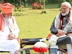 Dera Sachkhand Ballan head Sant Niranjan Dass meeting Prime Minister Narendra Modi in New Delhi on December 5, 2025. (HT Photo)