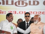 Prime Minister Narendra Modi with AIADMK general secretary Edappadi K Palaniswami during an NDA rally at Maduranthakam in Chengalpattu district of Tamil Nadu on January 23.