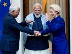 Prime Minister Narendra Modi with European Council President Antonio Costa, left, and European Commission President Ursula von der Leyen, right, during their meeting at the Hyderabad House, in New Delhi, Tuesday, Jan. 27, 2026. Prime Minister Narendra Modi with European Council President Antonio Costa, left, and European Commission President Ursula von der Leyen, right, during their meeting at the Hyderabad House, in New Delhi, Tuesday, Jan. 27, 2026.