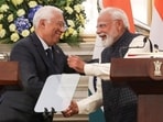 Prime Minister Narendra Modi and European Council President Antonio Costa shake hands during a joint press statement at the Hyderabad House in New Delhi (REUTERS)