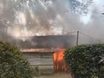 Several structures, farm houses and a vehicle were set ablaze by the cadres of ZUF (Kamson) faction on Monday, (Videograb/DrLamtinthangHk/X)