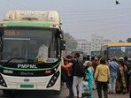 The PMPML currently operates around 1,700 buses daily across Pune, Pimpri-Chinchwad and the Pune Metropolitan Region (PMR). While the fleet comprises 2,049 buses, only about 1,600 to 1,700 buses are deployed daily across a total 381 routes (HT) The PMPML currently operates around 1,700 buses daily across Pune, Pimpri-Chinchwad and the Pune Metropolitan Region (PMR). While the fleet comprises 2,049 buses, only about 1,600 to 1,700 buses are deployed daily across a total 381 routes (HT)