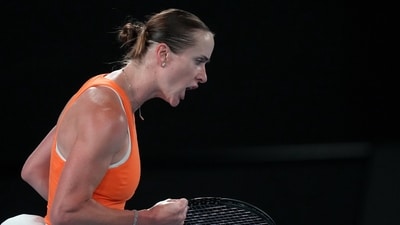 Elina Svitolina of Ukraine reacts during her quarterfinal match against Coco Gauff of the U.S. during their quarterfinal match at the Australian Open tennis championship in Melbourne (AP) Elina Svitolina of Ukraine reacts during her quarterfinal match against Coco Gauff of the U.S. during their quarterfinal match at the Australian Open tennis championship in Melbourne (AP)
