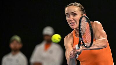 Elina Svitolina hits a return to Coco Gauff during their Australian Open quarter-final on Tuesday. (AFP) Elina Svitolina hits a return to Coco Gauff during their Australian Open quarter-final on Tuesday. (AFP)
