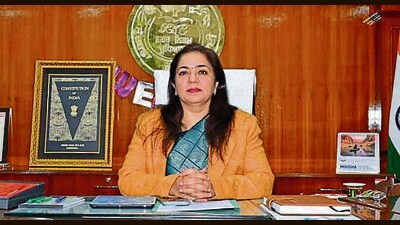 Neeru Katyal at the MC office at Zone D in Ludhiana on Tuesday. (HT Photo)