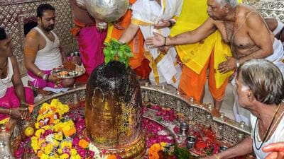 Priests offer prayers at the Mahakaleshwar temple in Ujjain. (PTI File) Priests offer prayers at the Mahakaleshwar temple in Ujjain. (PTI File)