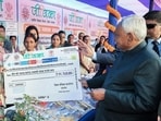 Bihar chief minister Nitish Kumar at the inauguration and foundation stone laying ceremony during the ongoing Samriddhi Yatra in Darbhanga on Wednesday. (CMO Bihar/ANI Photo)