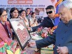 Bihar chief minister Nitish Kumar visited departmental stalls and distributed bank credit linkage cheques worth  <span class='webrupee'>₹</span>311.79 crore to 23,384 Jeevika self-help groups and 93,536 Jeevika women. (ANI)