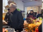 Huang was seen strolling through Jinde Market in the Lujiazui area on January 24.