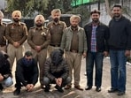 The arrested persons in police custody in Khanna on Wednesday. (HT Photo) The arrested persons in police custody in Khanna on Wednesday. (HT Photo)