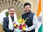 Union Minister Ram Mohan Naidu Kinjarapu meets Himachal Pradesh Chief Minister Sukhvinder Singh Sukhu, in New Delhi on Tuesday. (ANI)
