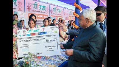 Bihar chief minister Nitish Kumar at the inauguration and foundation stone laying ceremony during the ongoing Samriddhi Yatra in Darbhanga on Wednesday. (CMO Bihar/ANI Photo) Bihar chief minister Nitish Kumar at the inauguration and foundation stone laying ceremony during the ongoing Samriddhi Yatra in Darbhanga on Wednesday. (CMO Bihar/ANI Photo)