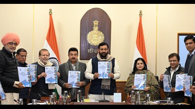 Haryana chief minister Nayab Singh Saini during a meeting of the Haryana Kisan Kalyan Pradhikaran in Chandigarh on Wednesday. (Sourced) Haryana chief minister Nayab Singh Saini during a meeting of the Haryana Kisan Kalyan Pradhikaran in Chandigarh on Wednesday. (Sourced)