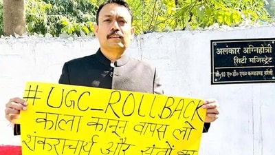 In his letter, PCS officer Alankar Agnihotri stated that his decision was prompted by two key issues – the implementation of the new UGC regulations and the incident during the Mauni Amavasya bath at the Prayagraj Magh Mela. (Sourced/HT_PRINT) In his letter, PCS officer Alankar Agnihotri stated that his decision was prompted by two key issues – the implementation of the new UGC regulations and the incident during the Mauni Amavasya bath at the Prayagraj Magh Mela. (Sourced/HT_PRINT)