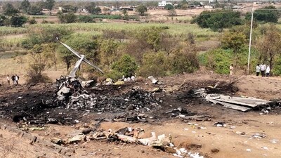 The Learjet 46 crash-landed in Baramati. (PTI) The Learjet 46 crash-landed in Baramati. (PTI)