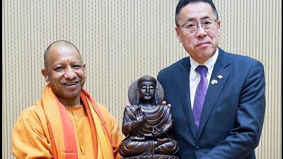 Uttar Pradesh chief minister Yogi Adityanath meets Junichi Ishidera, vice governor of Yamanashi Prefecture of Japan, in Lucknow on Wednesday. (@myogiadityanath X/ANI Photo) Uttar Pradesh chief minister Yogi Adityanath meets Junichi Ishidera, vice governor of Yamanashi Prefecture of Japan, in Lucknow on Wednesday. (@myogiadityanath X/ANI Photo)