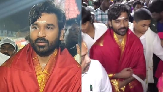Dhanush visits Trimula temple with his sons.