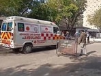 An ambulance on standby, while police stepped up vigil during a search at the Punjab and Haryana secretariat in Sector 1 after a bomb threat on Thursday morning.
