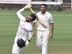 Delhi captain Sanat Sangwan scored 102 against Mumbai during the Ranji Trophy match at MCA BKC ground Mumbai. (HT)
