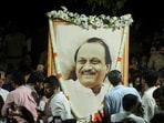 People pay their last respects to Maharashtra deputy chief minister Ajit Pawar after he was killed in a Learjet 45 aircraft crash in Baramati.