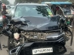 The deceased was identified as Sanjay Singh, a resident of Sector 45, Noida. He sustained serious injuries in the collision and was rushed to a hospital, where the doctors declared him dead (HT Photos)