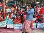 Workers from different parts of Varanasi on Thursday staged a protest Workers from different parts of Varanasi on Thursday staged a protest