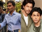 Sameer Wankhede (left), Shah Rukh Khan and son Aryan (right)
