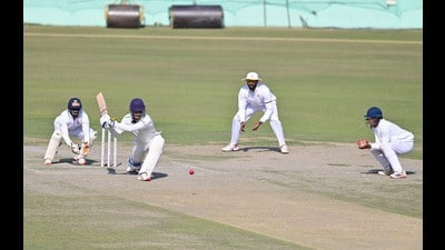 Chandigarh’s innings got off to a disastrous start as Unadkat removed Shivam Bhambri in the very first over. (Ravi Kumar/HT)