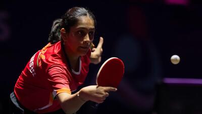 Divyanshi Bhowmick in action at the ITTF World Youth Championships. (HT Photo) Divyanshi Bhowmick in action at the ITTF World Youth Championships. (HT Photo)