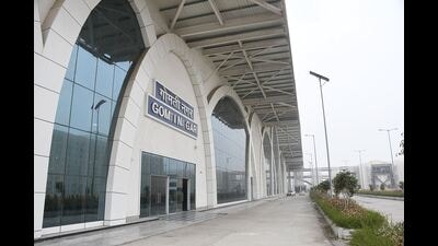 The facade of the Gomti Nagar railway station in Lucknow . (HT Photo) The facade of the Gomti Nagar railway station in Lucknow . (HT Photo)