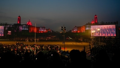 President's Bodyguard after the Beating Retreat ceremony at Vijay Chowk, in New Delhi. (PTI) President's Bodyguard after the Beating Retreat ceremony at Vijay Chowk, in New Delhi. (PTI)