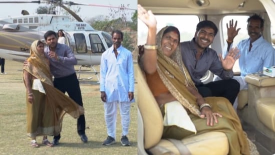A Youtuber took his mother and father on their first helicopter ride. (Instagram/dharmendra_bilotia_)