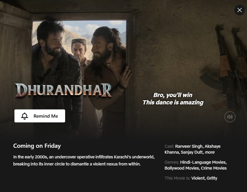 Dhurandhar is all set to release on Netflix India.