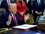 US President Donald Trump speaks during an announcement in the Oval Office of the White House in Washington, DC.