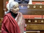 Union Finance Minister Nirmala Sitharaman speaks in Rajya Sabha during the Parliament Budget Session, in New Delhi on Thursday.