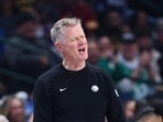Golden State Warriors head coach Steve Kerr reacts against the Dallas Mavericks during the first half at American Airlines Center on Jan 22, 2026.